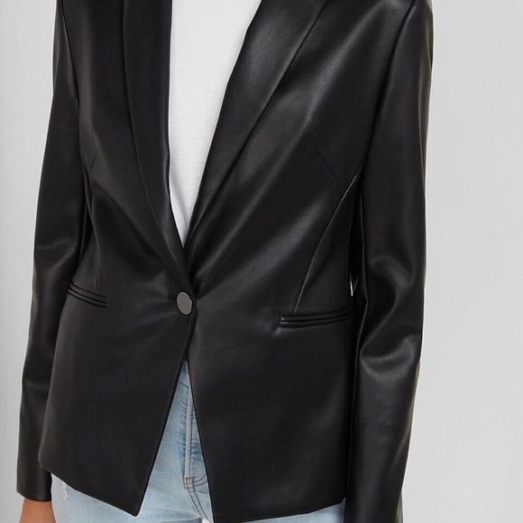 Vegan Express Leather Blazer size Small never worn - Picture 4 of 15